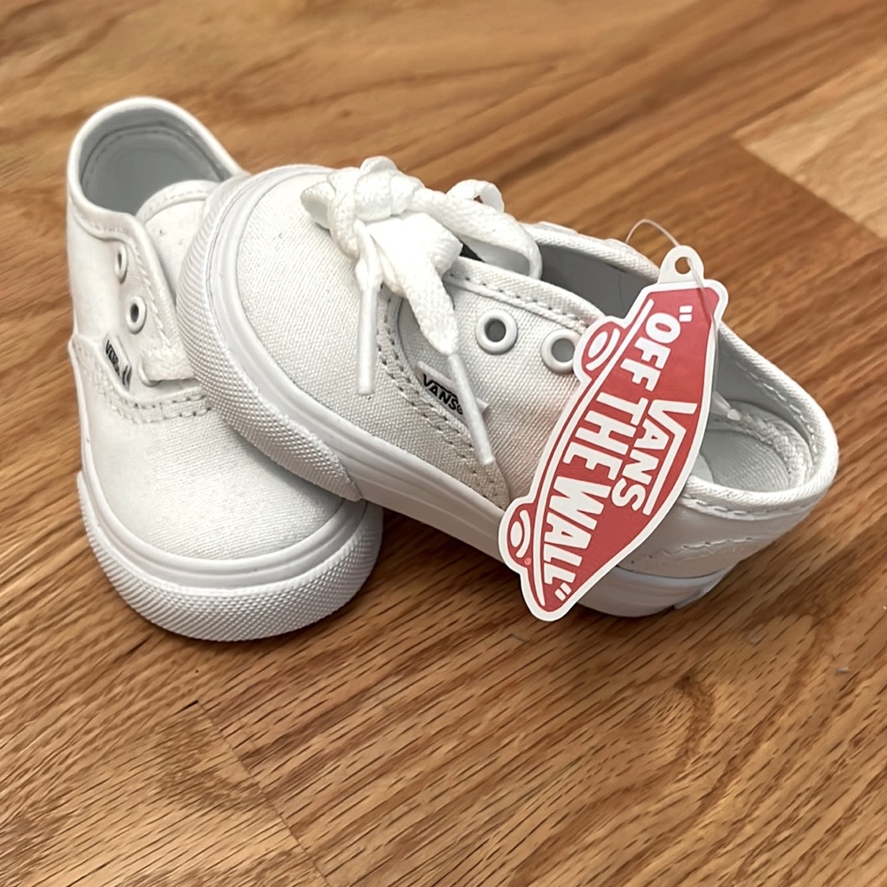 Vans White Canvas Sneakers - Size 2.5 Infant